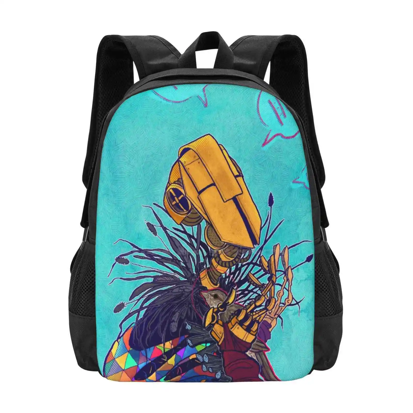 

Guardian Of Songbirds Hot Sale Schoolbag Backpack Fashion Bags Robot Bird Bright Colours