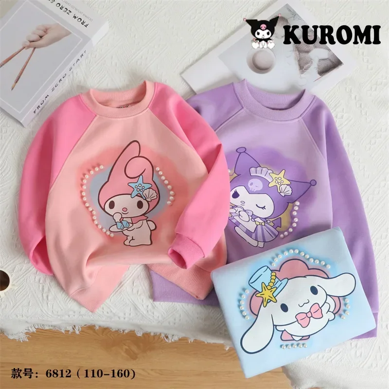 

Kawaii Sanrio Anime Kuromi My Melody Long Sleeve Hoodie Spring Autumn Cute Cartoon Children Cinnamoroll Shirt Clothing Gifts Toy