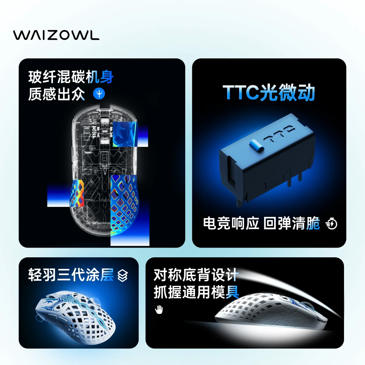 Waizowl Triaina Esports Gaming Mice 3 Mode Bluetooth Wireless