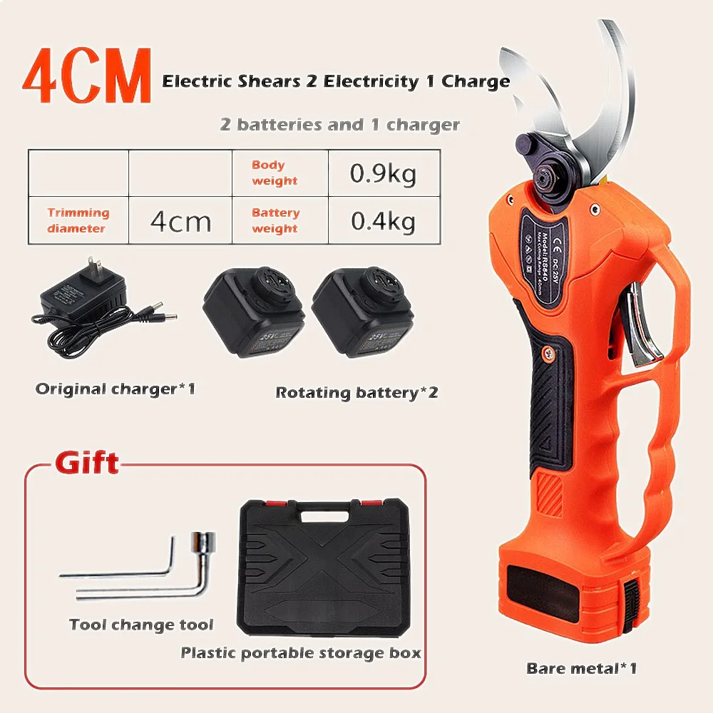 Trimming 4cm Cordless Electric Pruning Shear 25V Lithium Battery Tree Branch Cutter