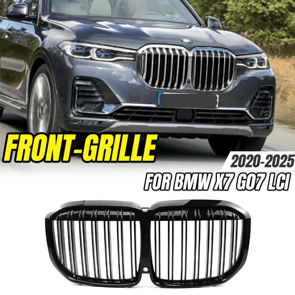 

Glossy Black Single Line Front Grille For BMW X7 G07 LCI 2020-2025 Car Front Bumper Radiator Grille Styling Upgrade