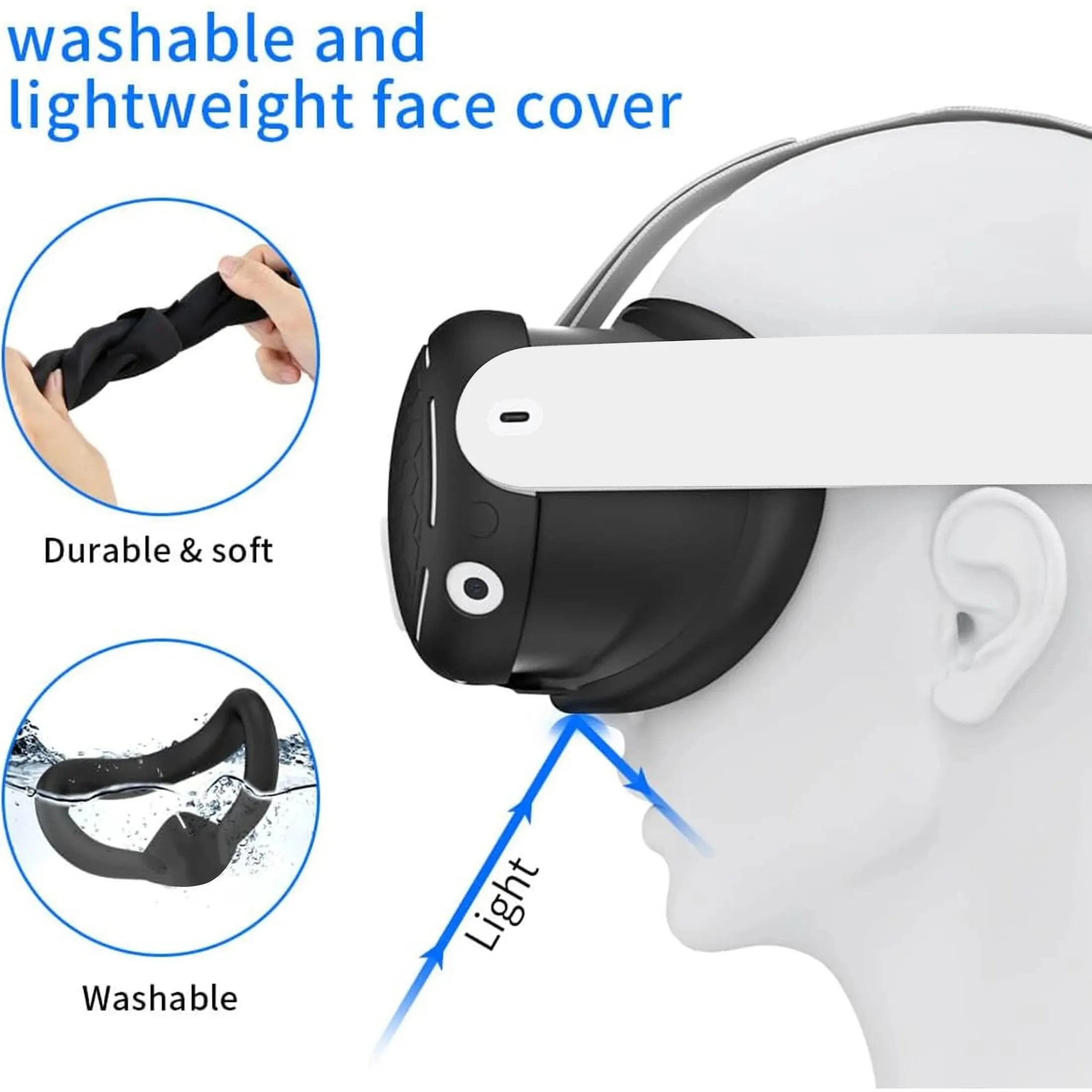 مجموعة غطاء سيليكون لـ Oculus/Meta Quest 3، ملحقات الواقع الافتراضي، غطاء حماية لجهاز التحكم، غطاء سماعة الرأس وغطاء الوجه #6