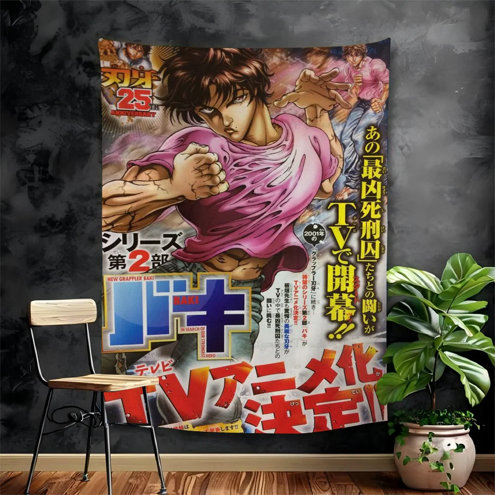 

Japanese Anime Baki Hanma Comics Anime Tapestry Indian Buddha Wall Decoration Witchcraft Bohemian Hippie Wall Hanging Sheets