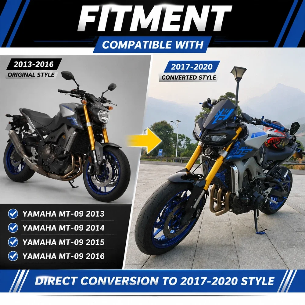 Fit For 2014 - 2016 Yamaha MT09 FZ-09 MT-09 Motorcycle Headlight Set Head Light Assembly Turn Signal Mirror MT 09 2015