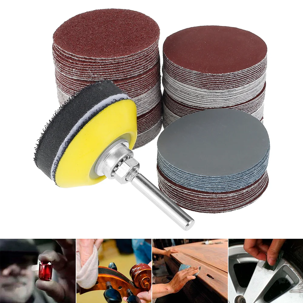 

120Pcs 2Inch Sandpaper Assortment 60-3000 Grit Sanding Disc Pad Set With Disk Pole Cushion For Grinder Abrasive Sheets Tools