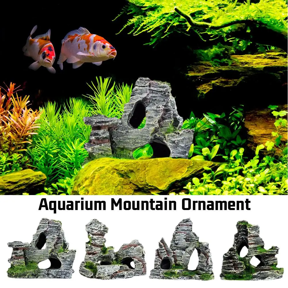 Resin Rockery Aquarium Mountain-shaped Decoration Fish Environmentally And Crafts Tank Safe Habit Landscaping Friendly Bird E5S3