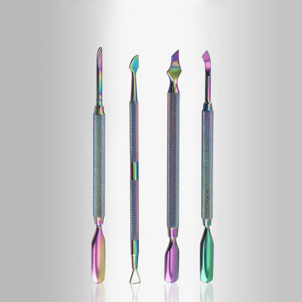 

4Pcs Colorful Titanium Coated Nail Art Tools Set Professional Manicure Kit for Home Salon Use Nail Art Supplies Accessories