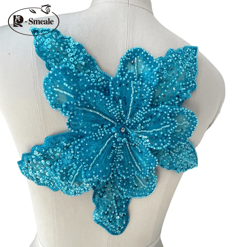 Dreilagige bestickte Perlen-Pailletten, große Applikation, große Blumen, DIY-Kleidung, Kleid, Heimdekoration, Aufnäher-Zubehör RS 253202 – Detail 6