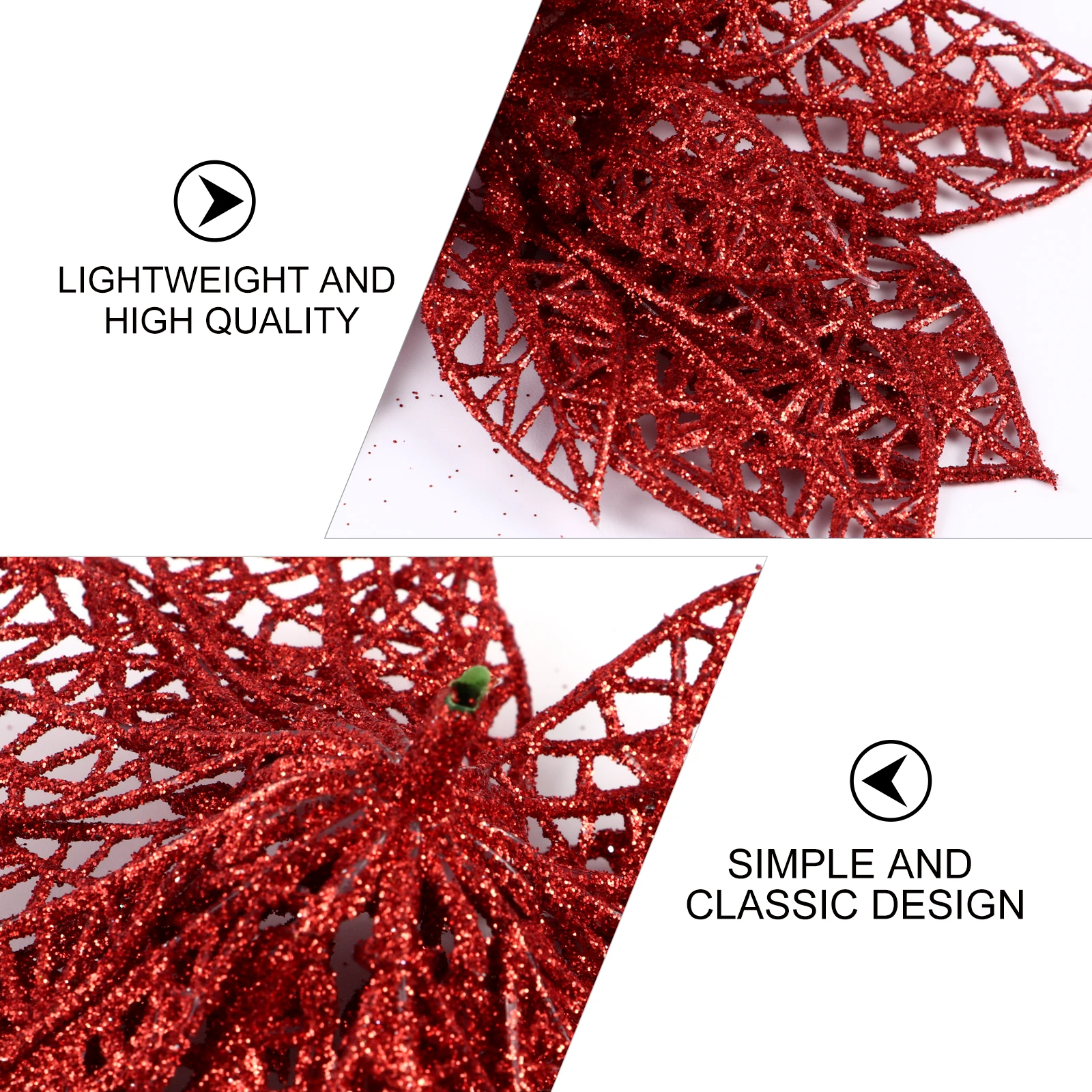 

24Pcs Christmas Tree Red Simulated Plastic Flowers Garland Wreath Decorations for Party Wedding Home Room Festive Flower