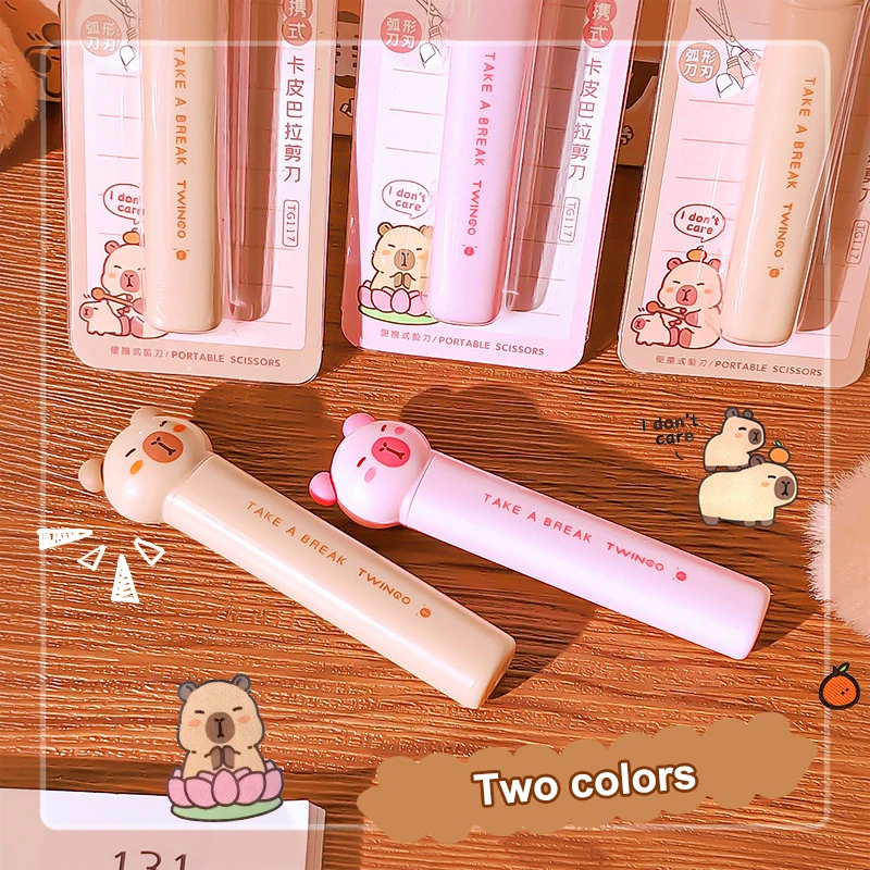 Cartoon Capybara Scissors Cute Compact Portable DIY Handbook Paper Cutting Stationery Scissors Children Hand Account Tool