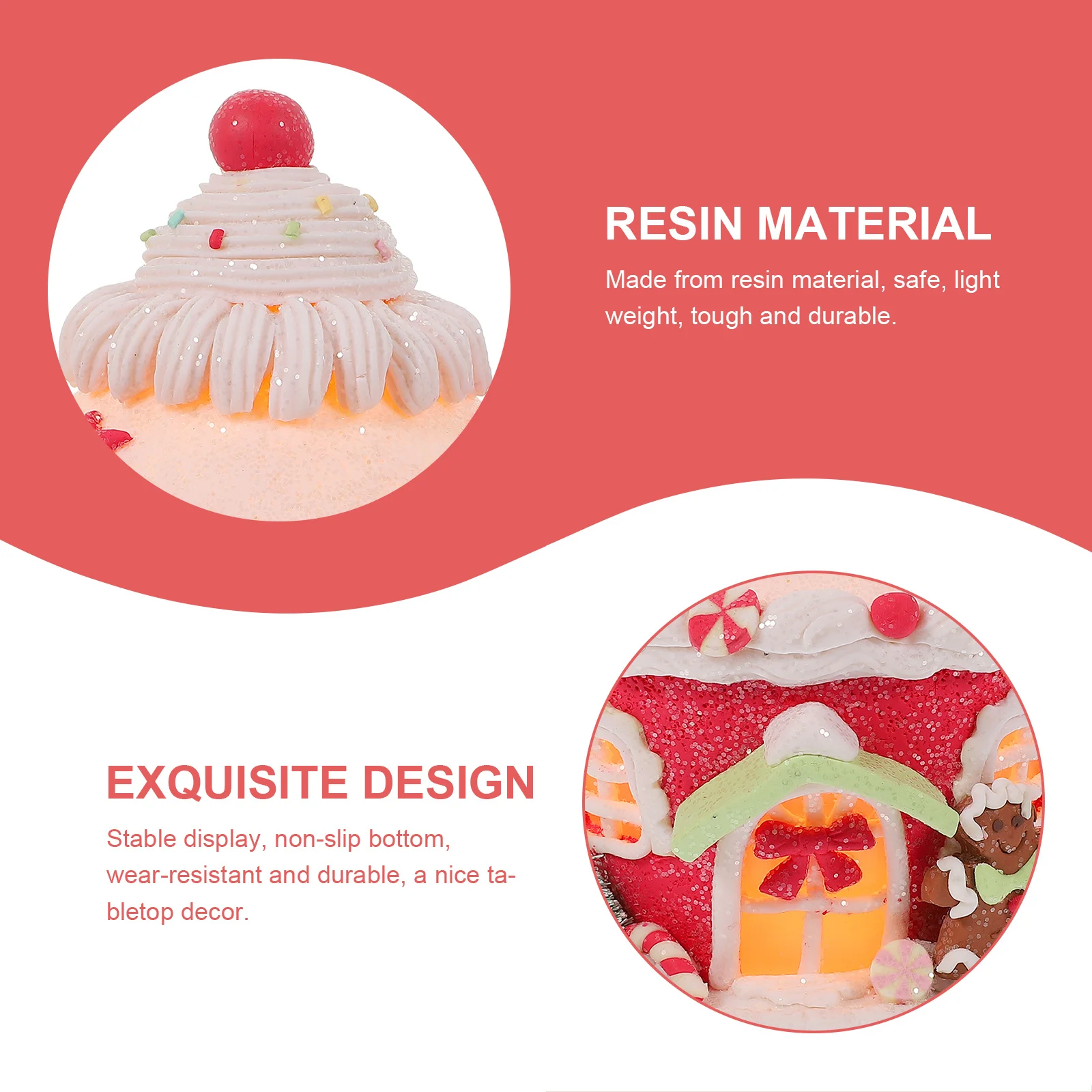 

Christmas Glowing Castle Resin Craft Decoration Xmas Party Ornament for Home Bedroom Living Room Tabletop Decor Display