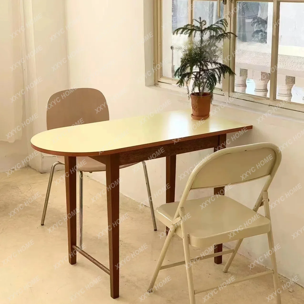

XX Korean Ins Style Table Small Apartment Coffee Shop Shooting Antique Style Folding Vintage Dining Table