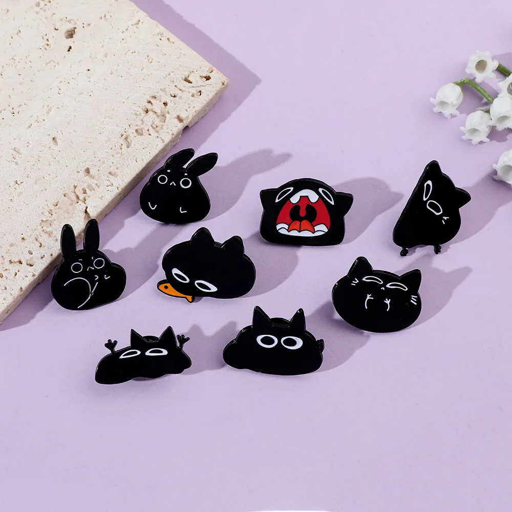 Fun animal series black dragon cat shaped brooch Simplicity fashion metal enamel badge clothing backpack pins decoration Jewelry