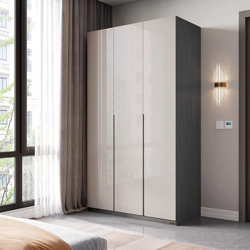 

Modern Combination Wardrobe Bedroom Home Storage Large Wardrobes Top Cabinet Luxury Furniture Light Gray Doors Sectional Lamp