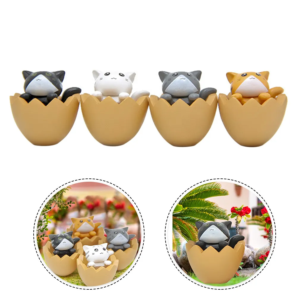 4Pcs Exquisite Cat Statues High Detail PVC Animal Sculptures for Daily Room Decor Car Dashboard Kids Birthday Party Decoration