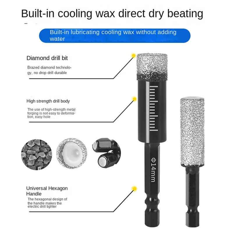 

A43F-10Pcs Hexagonal Shank Brazed Dry Tile Diamond Drill Bit 5-16Mm Hole Saw Marble Porcelain Cup Saw Hole Opener