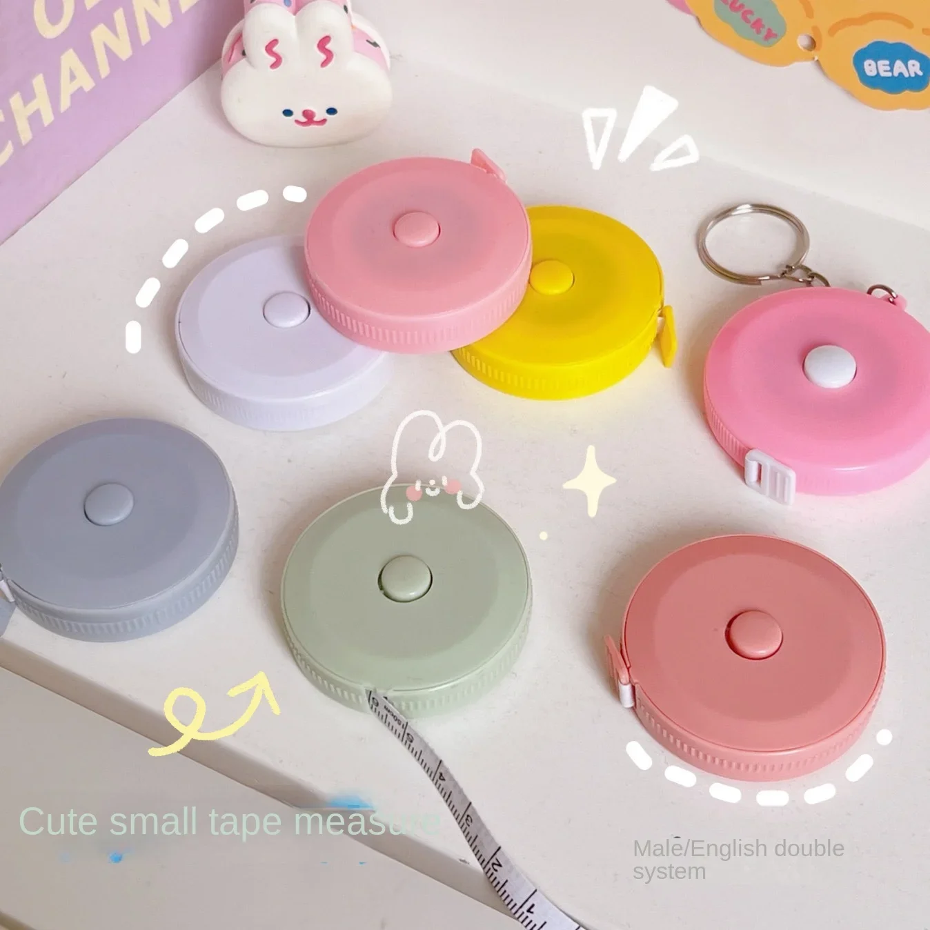 1 قطعة 1.5 متر شريط قياس صغير المحمولة طالب الجلود الناعمة ثلاثة قياس الملابس إعادة التدوير التلقائي #2