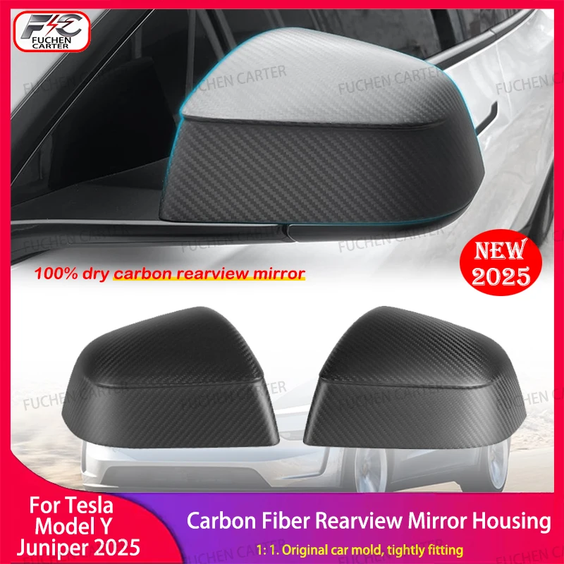 Real Carbon Fiber Rear View Mirrors Cover For New Tesla Model Y Launch 2025+ Juniper 2025 Side Door Rearview Mirror Cover Matte