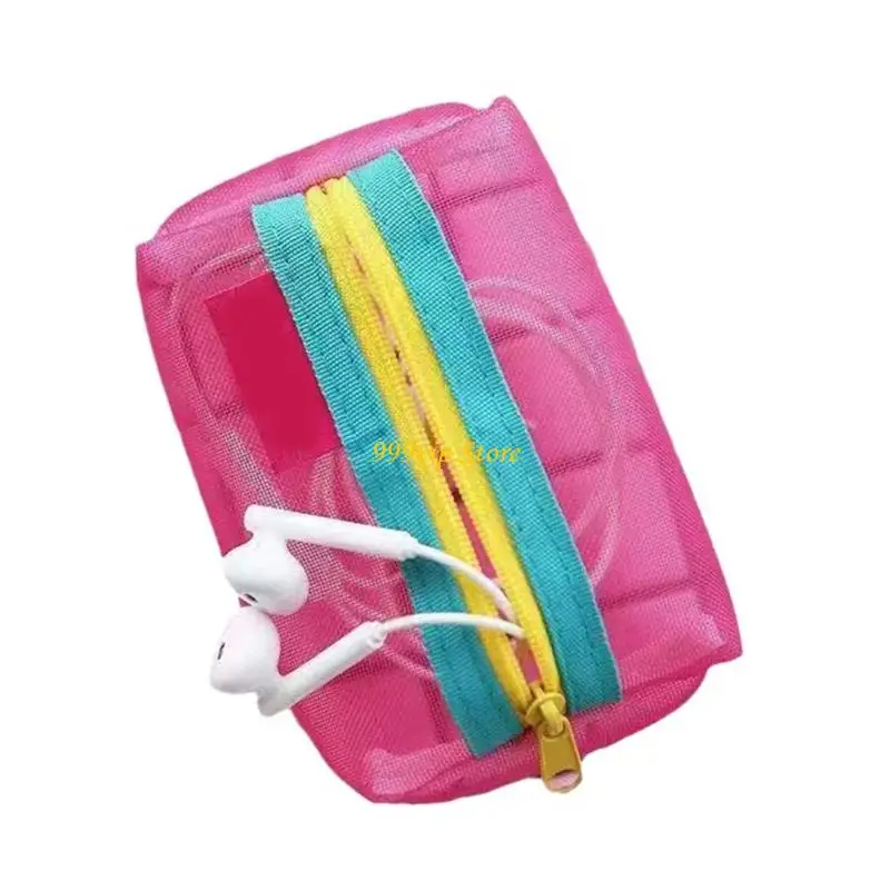 

C90C Nylon Mesh Storage Pouches Zippered Closure For Travel Cosmetics Organization