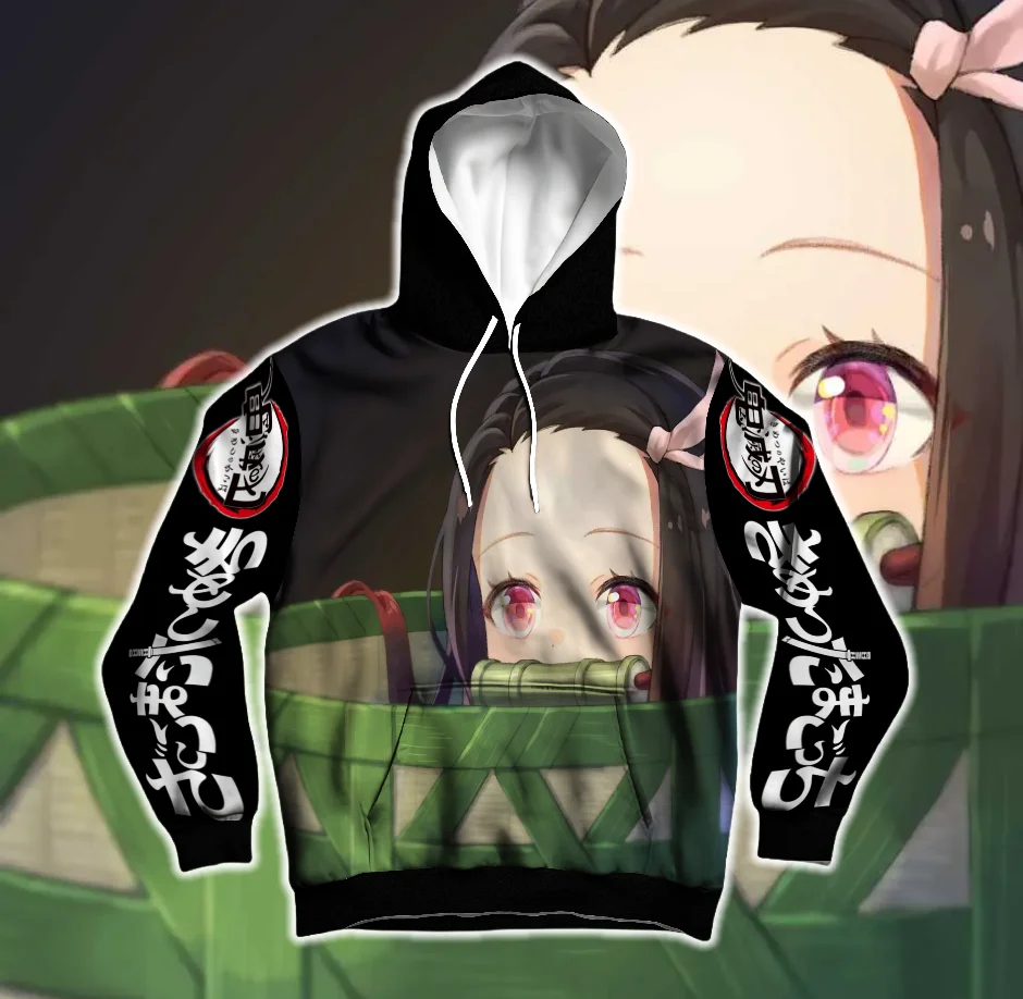 

25-26 Nezuko Kamado Demon Slayer: Kimetsu No Yaiba-Infinity Castle 3D Long Sleeve Anime Fan Hoodie Casual Fashion Streetwear Top