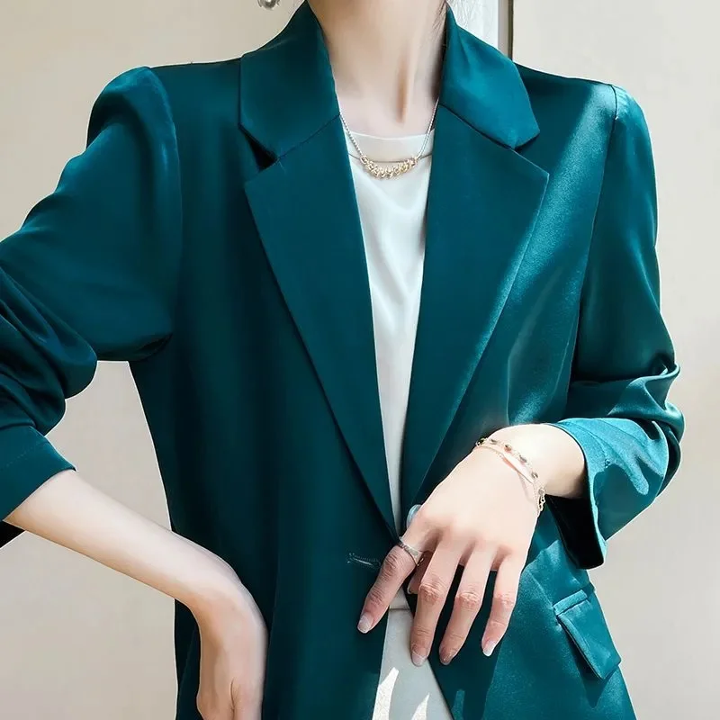 Dames Blazer Lange Mouwen Vintage Temperament Effen Kleur Elegante Street All-Match Outerwears Chique Tops Kleding Nieuw