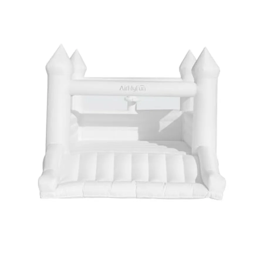 

Indoor/Outdoor ' White Bounce House 3-10 yrs Thick PVC Material Includes Blower Slide Ball Hoop Durable Safe Fun Jumping Castle