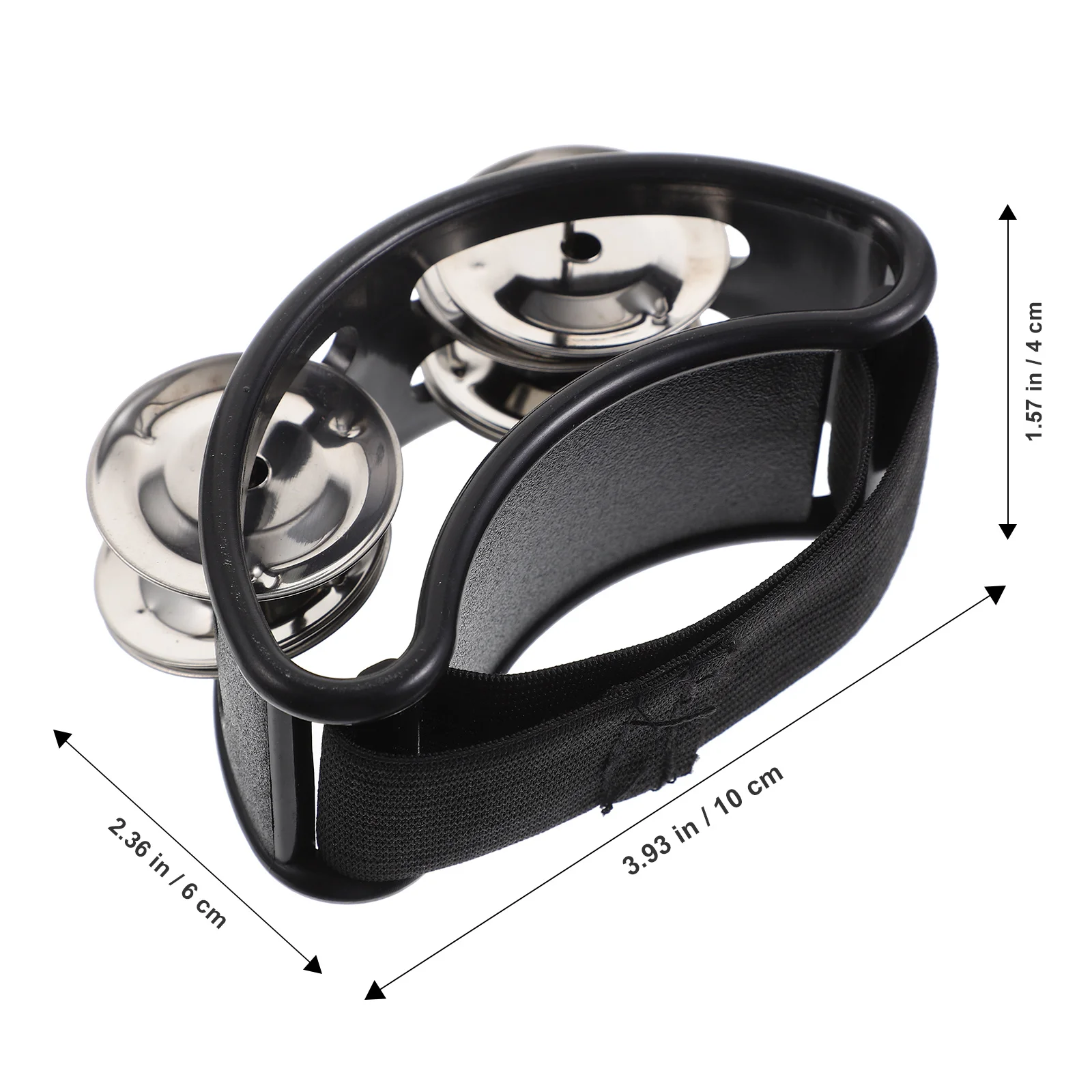 دف القدم باللون الأسود مع أجراس جلجل مطلية بالنيكل، جسم ABS مدمج، حزام مرن متين لجلسلات المربى الصوتي #5