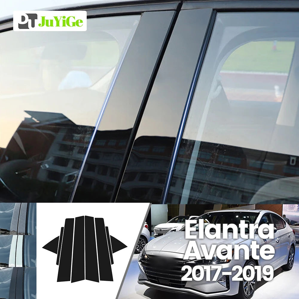 

For Hyundai Elantra Avante 2017-2019 2018 Bright Black Carbon Fibre Window Door B C Sticker