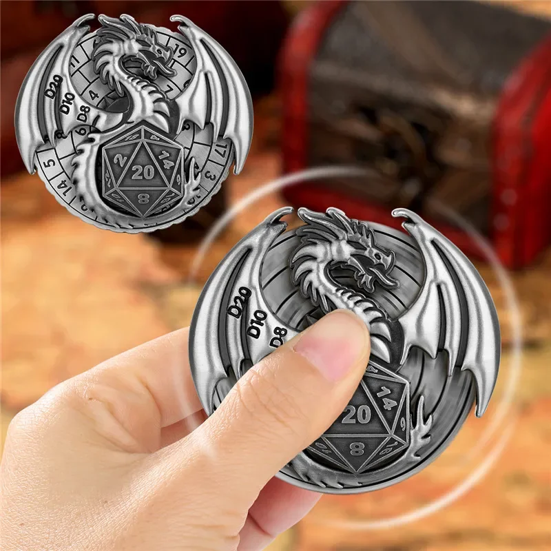 

7-in-1 Flying Dragon Fingertip Spinner D4/D6/D8/D10/D12/D20 DND Dice Turnable Wheel Tabletop RPG Game Accessory with Gift Box