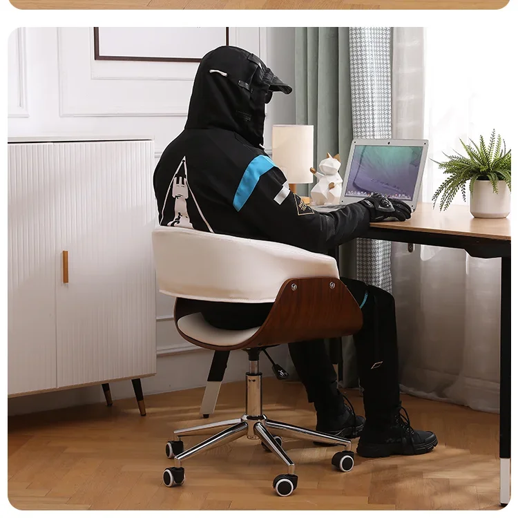 Simple Sedentary Swivel Chairs Lift Small Home Computer Chair Home Comfort Solid Wood Small Study Chair