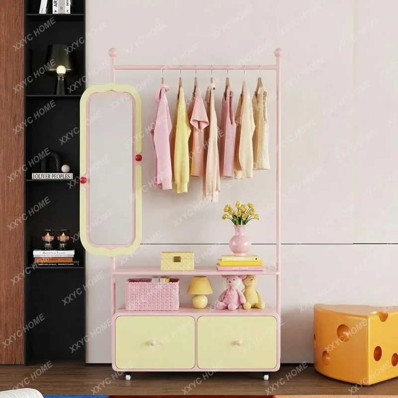 SSH Solid Wood Coat Rack Floor-to-ceiling Household Multi-functional Movable Clothing Rack Integrated Drying Rack