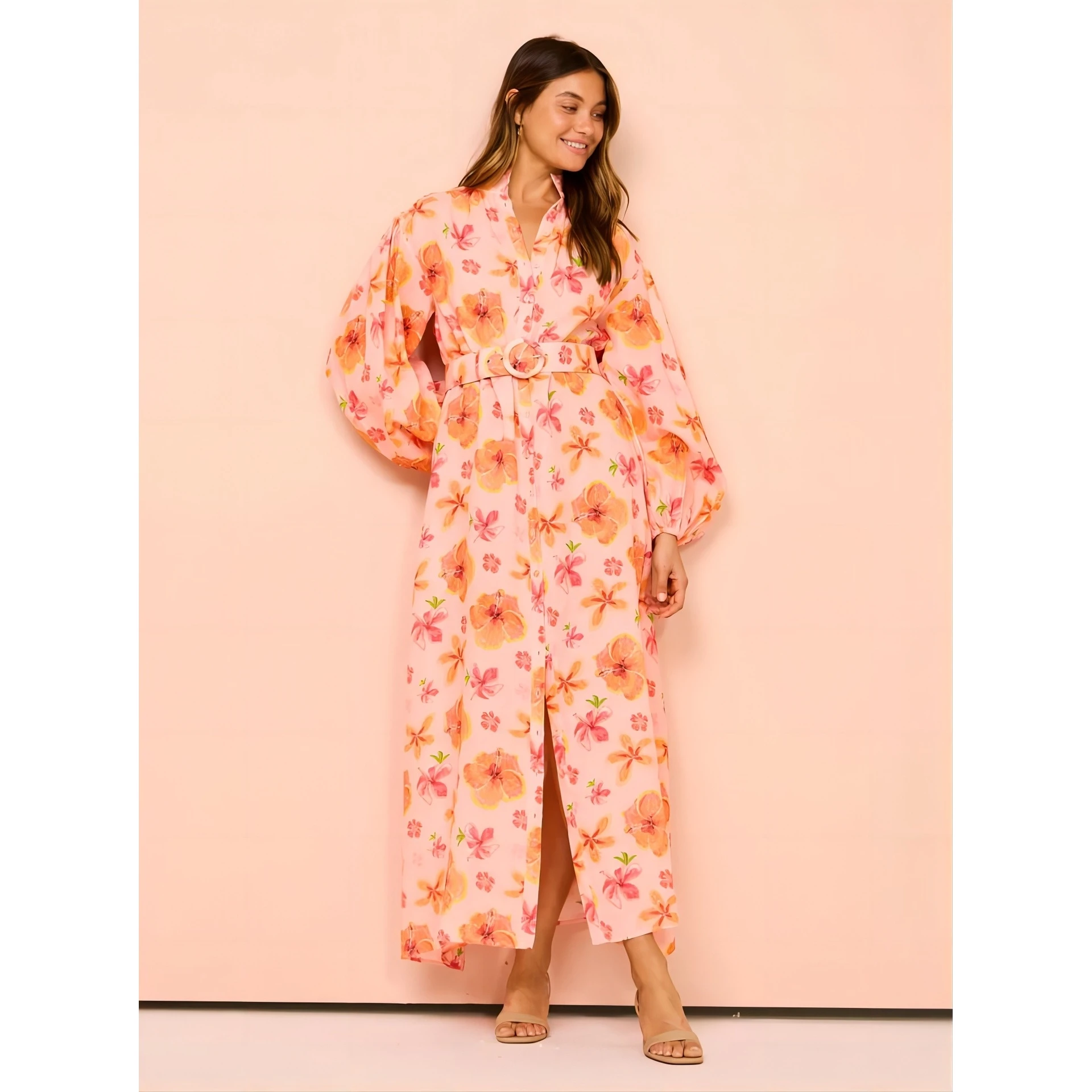 

Повседневный льняной длинный открытый кардиган с цветочным принтом Dr, женские летние модные брюки со средней талией и пятью брюками, хлопок 59% Han Han 4%