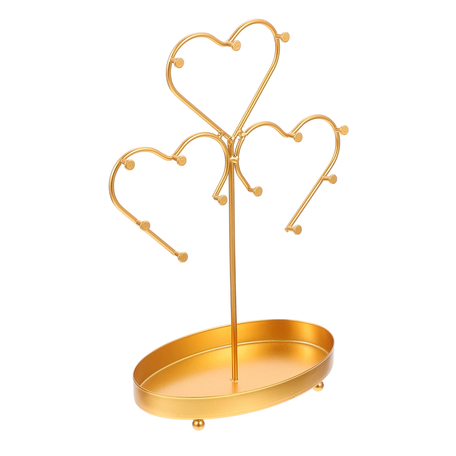 

1pc Stylish Jewelry Storage Tray Organizer Rack Earrings Necklaces Bracelets Holder Stand Display Iron Gold Creative Desktop