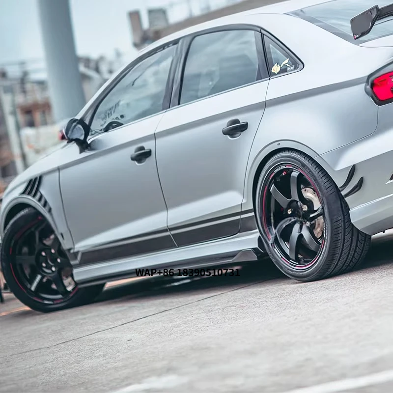 

RS3 Dry Carbon Fiber Car Side Skirts Bumper Extension Lips Splitter Auto Side Skirts for A3 S3 RS3 2017-2019