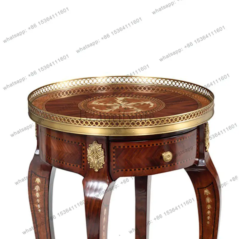 Solid wood flower stand Lakasha shell small round table villa living room corner table