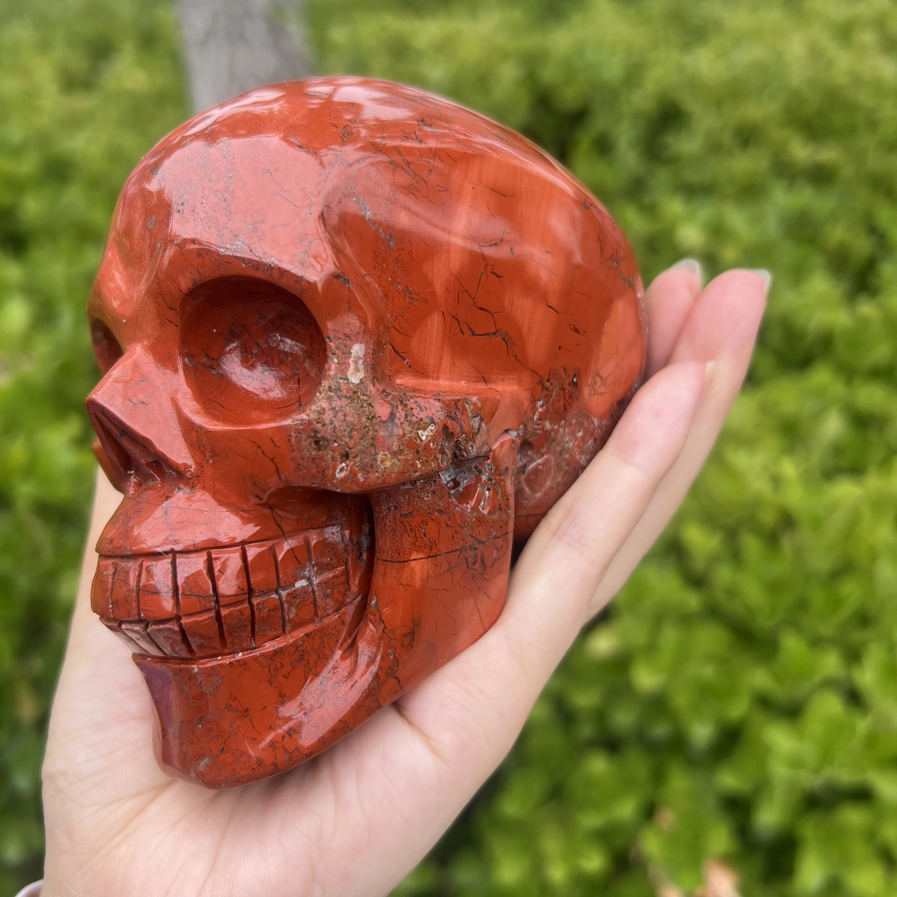1.0-1.2kg Natural Formed!Red Jasper Stone, Skull, Red Quartz Crystal Ore Skull, Mineral, Reiki, Healing