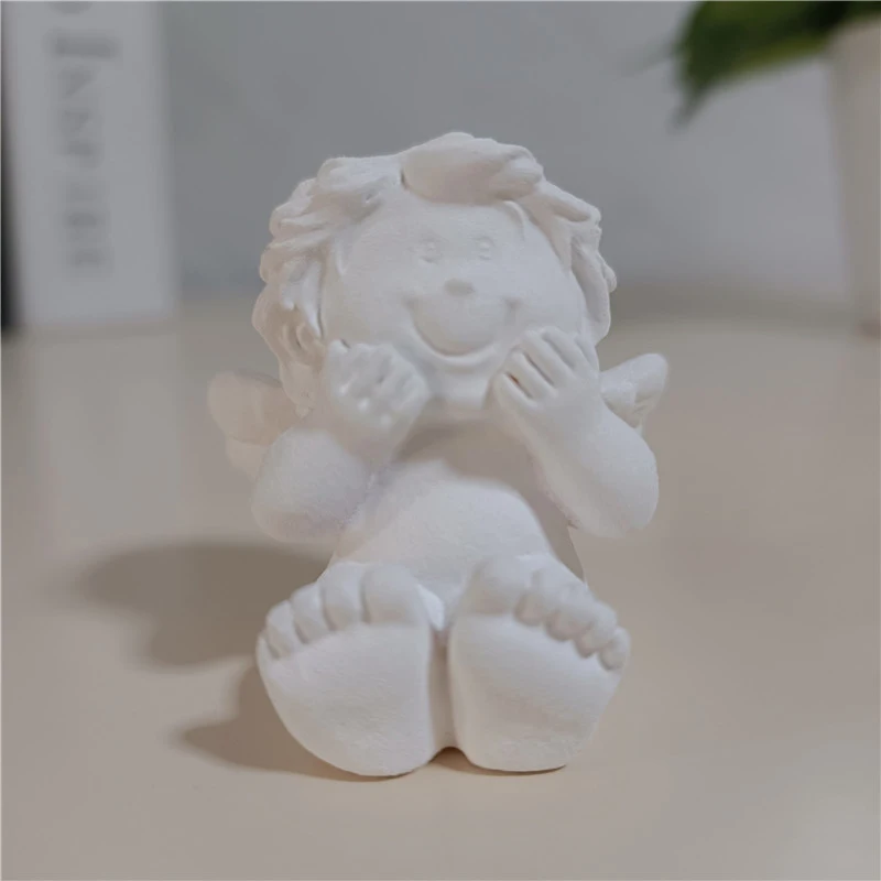 White Angel Figurines Ornaments Smile Lucky Gifts Cute Fairy Angels Statues Modern Wedding Home Decoration