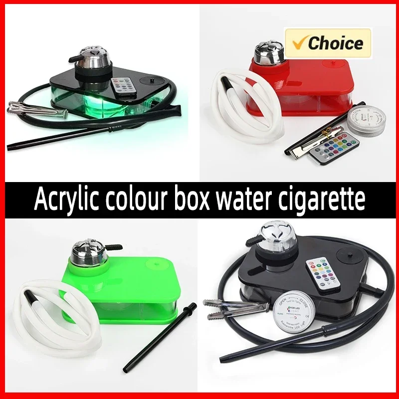 

Acrylic Colour Box Water Cigarette LED Light Nargile Cachimba Water Pipe Chicha Hookah Kit Accessories Smoking Кальян Acrylic