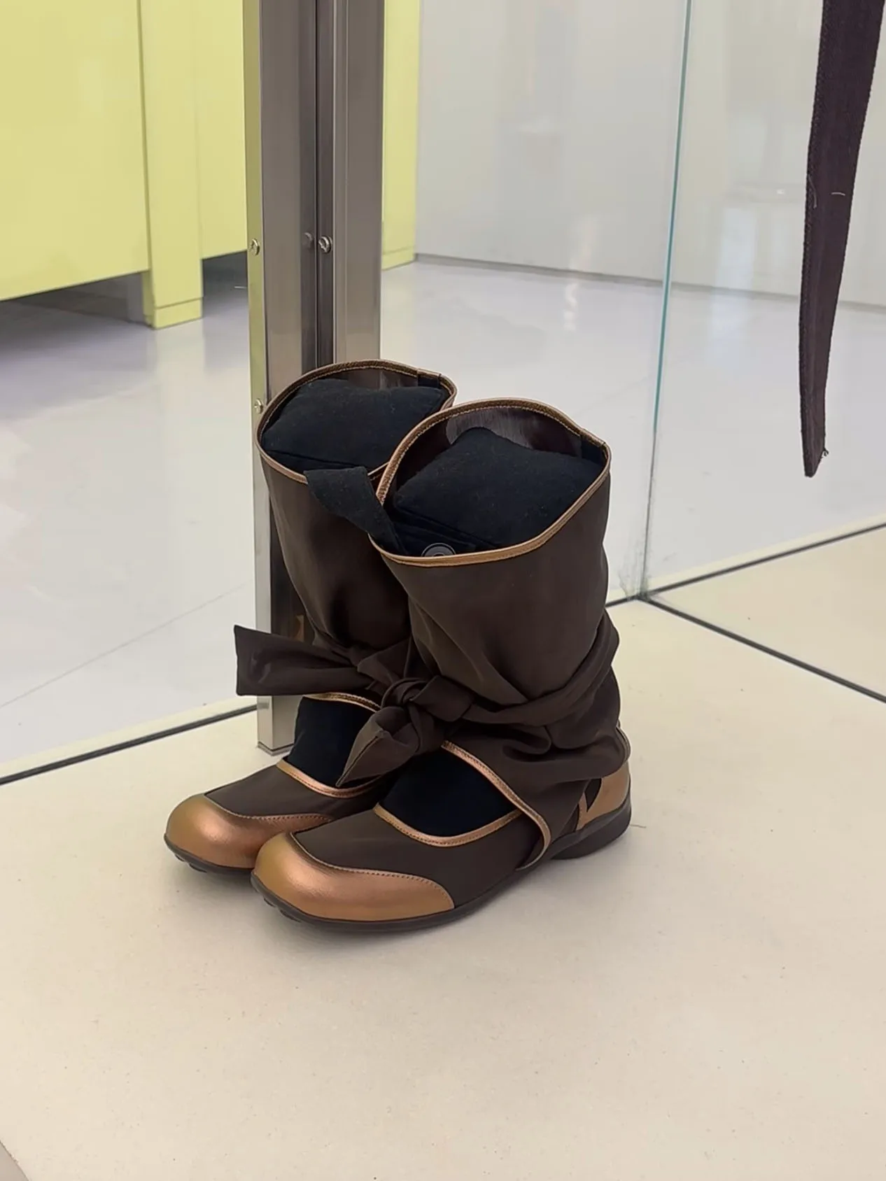 Sheepskin Version Ballet Flat Boots Women's Skirt Matching Detachable Three-Way Wear Mary Jane Shoes Square Head High Heels