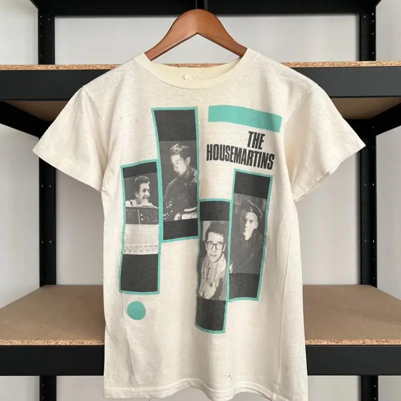 Винтажная белая футболка The Housemartins в стиле инди-рок-группы 80-х, размер S