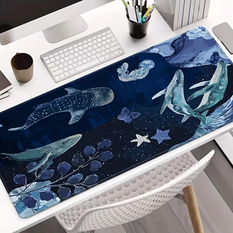 Non-Slip Deep Sea Whale Mouse Pad - Large Size for Desktop/Laptop - Washable Rubber Material - Super Cool Design for Office/Home