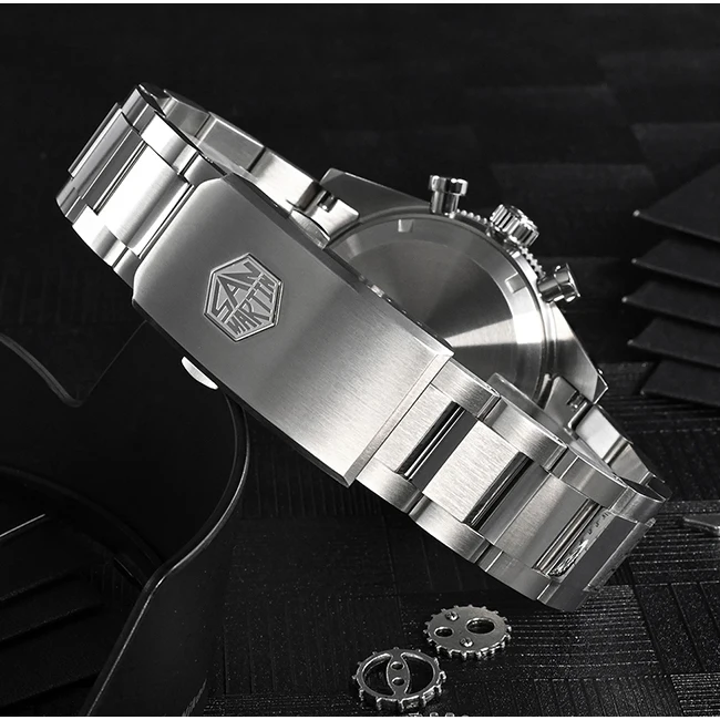 San Martin Men Chronograph Watch 40mm Manual Winding Mechanical Wristwatch Sapphire 100M Waterproof C3 Luminous ST1901