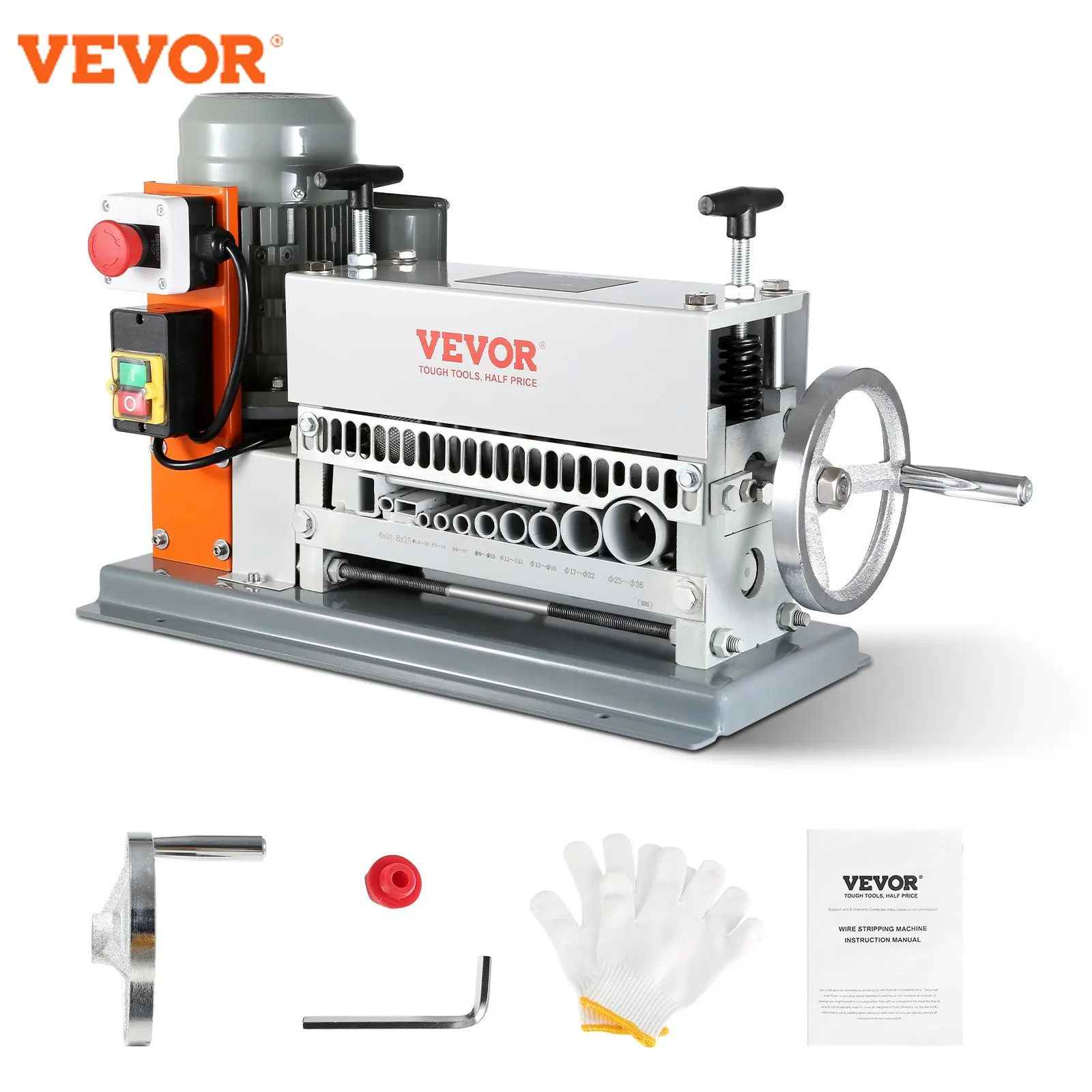 VEVOR Electric / Manual Wire Stripping Machine Cable Stripper Wire Peeler 370W 1.5-36mm 11 Channels for Scrap Copper Recycling