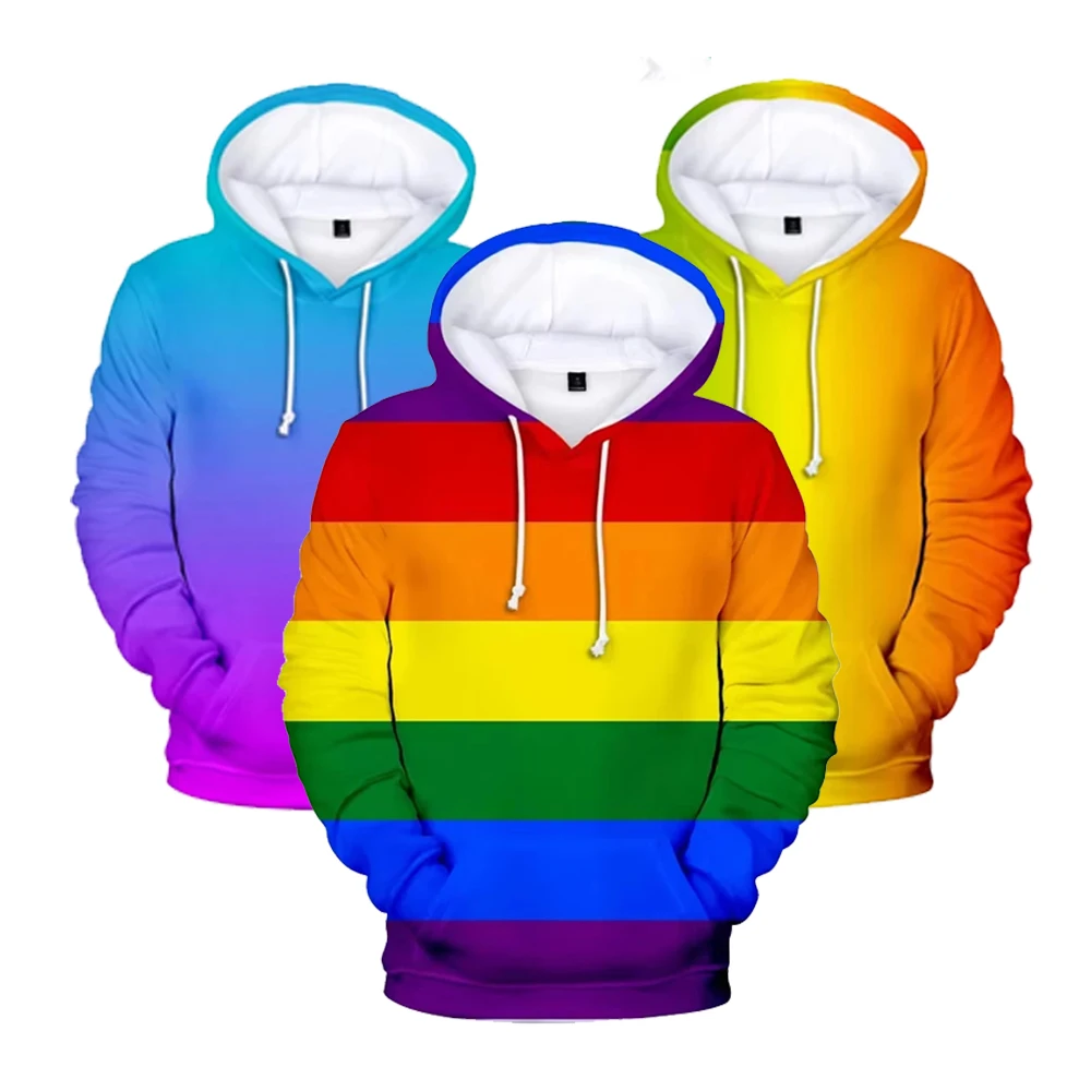 Autumn Spring LGBT Gay Flag Color Sports Printed 3D Hoodie Men's/Women's Hip Hop Rainbow Flag Sweatshirt Pullover Couple Shirt