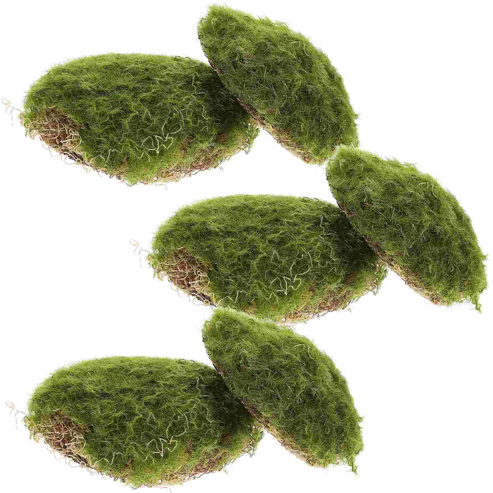 

6 Pcs Artificial Moss Block Bonsai Stone Decor Bulb Planter Micro Landscape DIY Live Sphagnum Decorate Stones Green