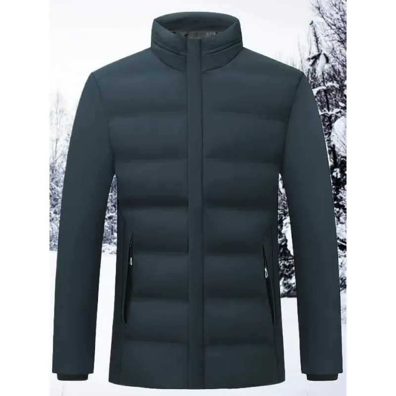 

Мужская стеганая куртка, удобная корейская мода, легкие парки с воротником-стойкой, деловые повседневные утолщенные теплые зимние куртки на молнии