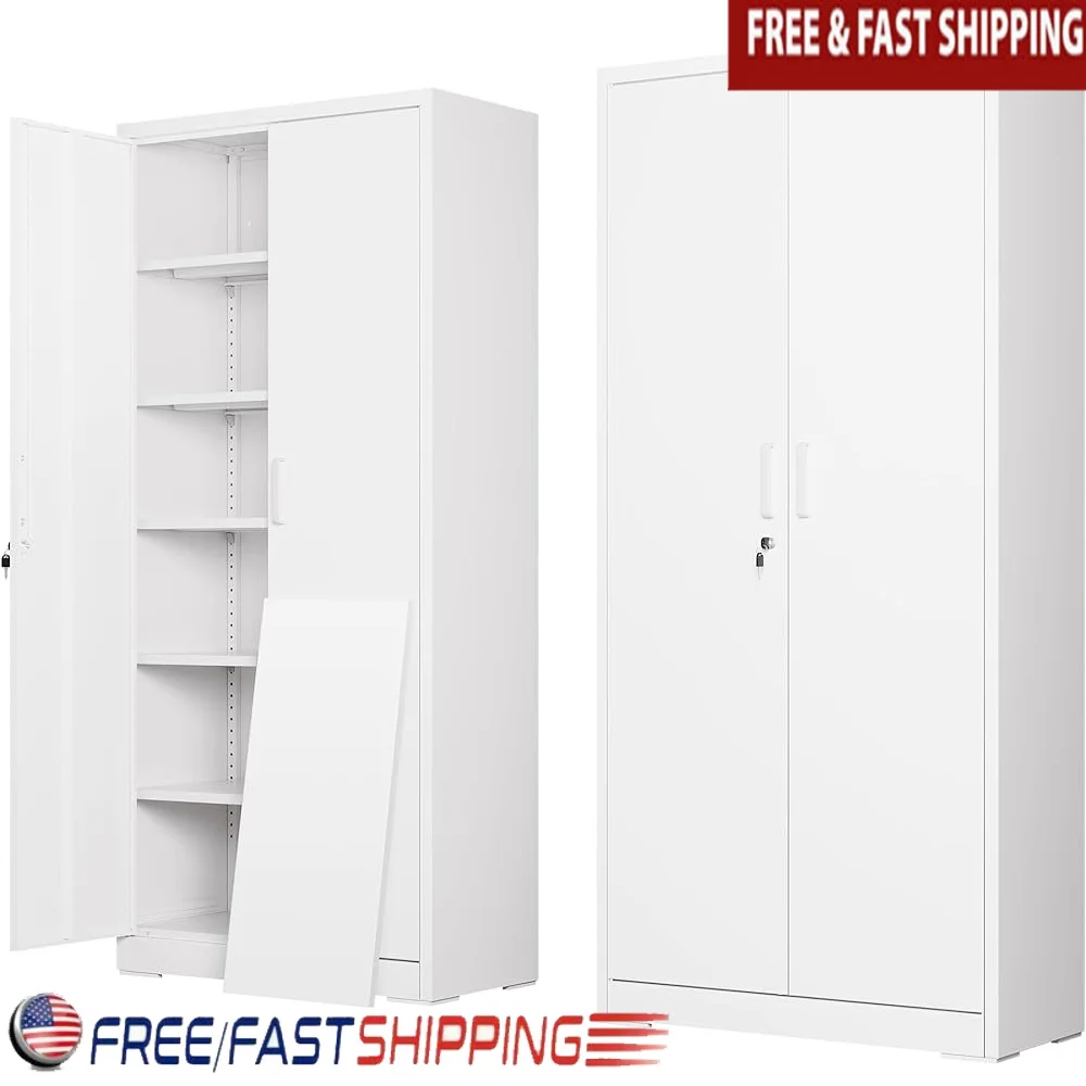 

Metal Storage Cabinet Lockable Steel File Cabinet with Adjustable Shelves Anti-Tipping Design Home Office Garage School Gym