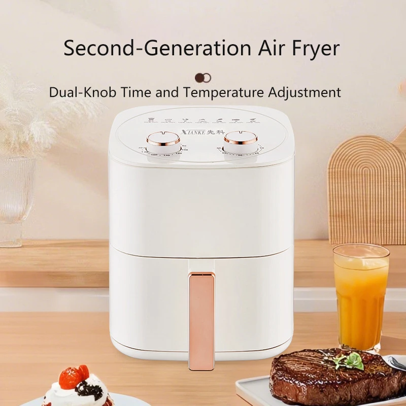 

Фритюрница большой емкости 6 л с таймером с двойной ручкой и контролем температуры, 360° ° Циркуляция горячего воздуха, легко очищаемая корзина с антипригарным покрытием