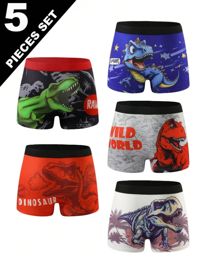 4Pc Knitted Cool Animal Print Boxer Shorts, Soft and Comfortable Fabric That Is Skin-Friendly, Suitable for All Seasons, Can Be Worn on the Beach in Summer, Can Be Used as Swim Trunks, Sleep Pants, and Are Comfortable for Movement Without Getting in the Way