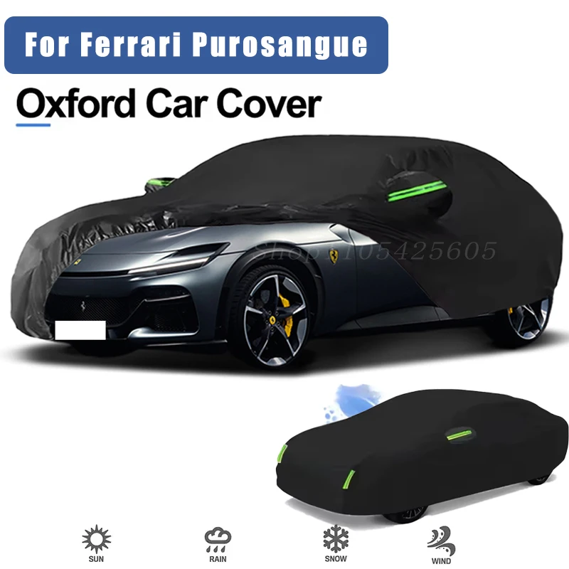 For Ferrari Purosangue Oxford Cloth Full Car Cover Outdoor Waterproof Dustproof Anti UV Sun Snow Protection Exterior Accessories